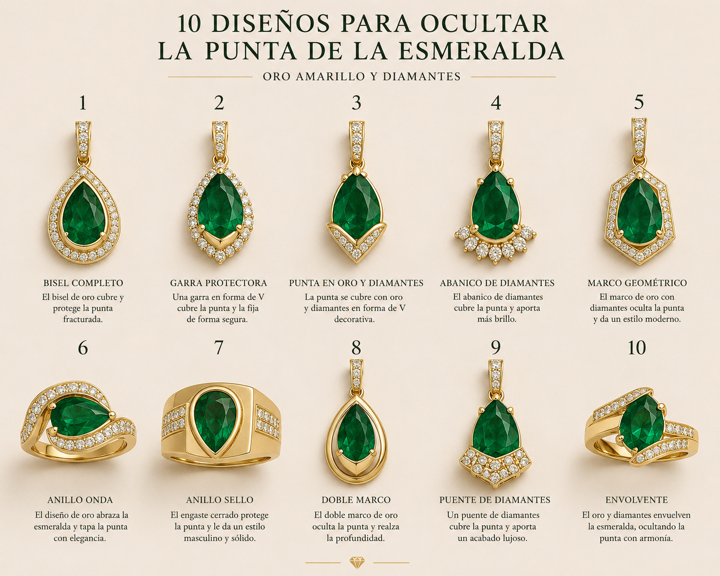 Dijes para Ocultar la Punta de la Esmeralda